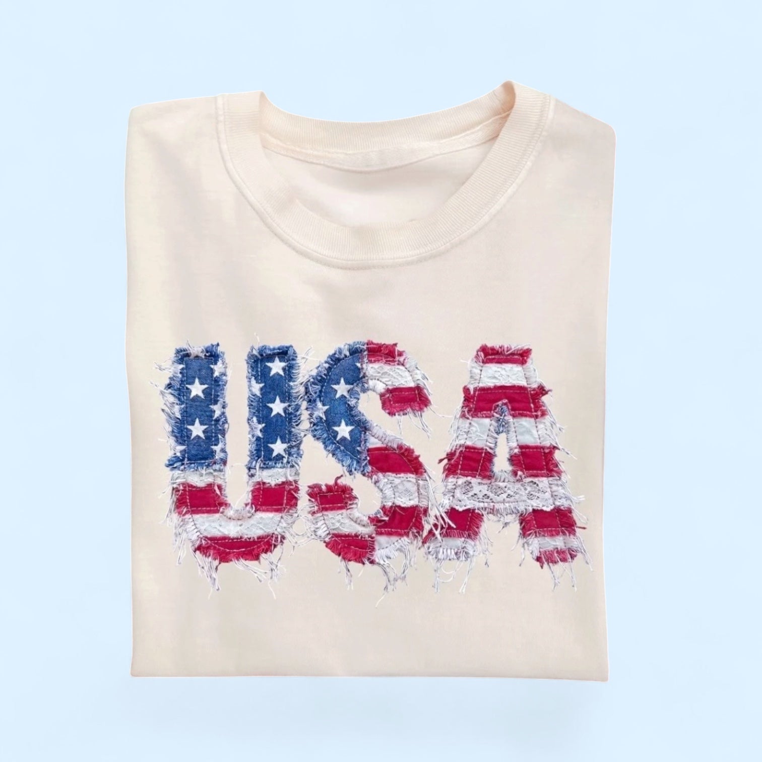 USA Faux Patchwork Style Tee