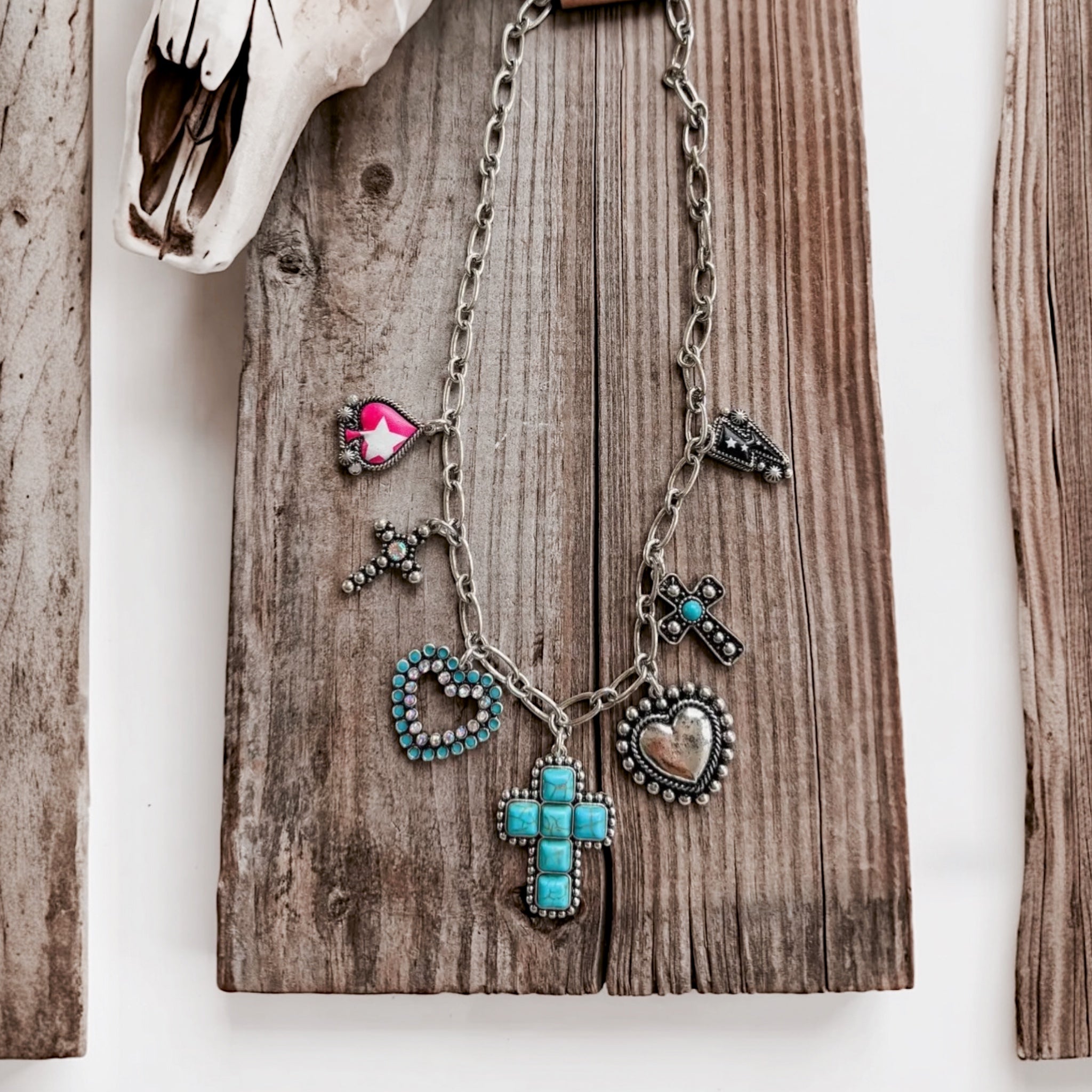 Cross & Chain Charm Necklace