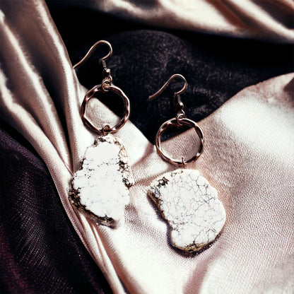 White Turquoise and Copper Artisan Dangles