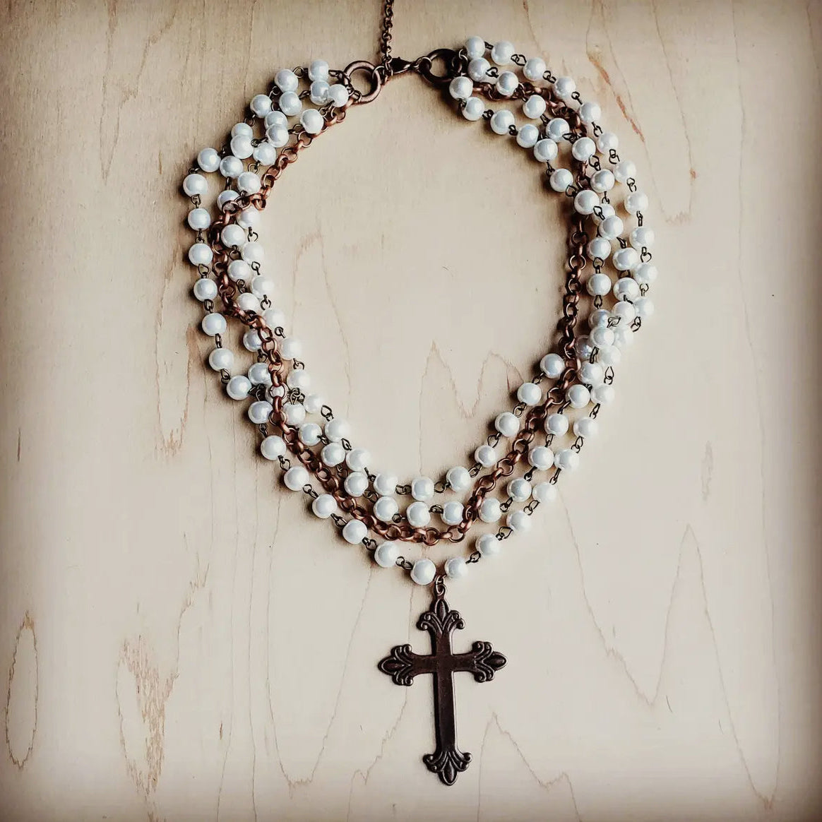 Handmade Multi-strand Rustic Cross Pendant