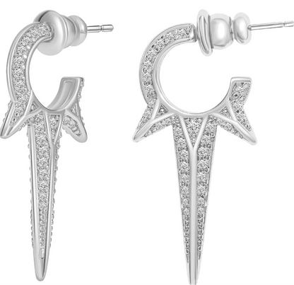 Triple Spike CZ Half Hoop Huggies