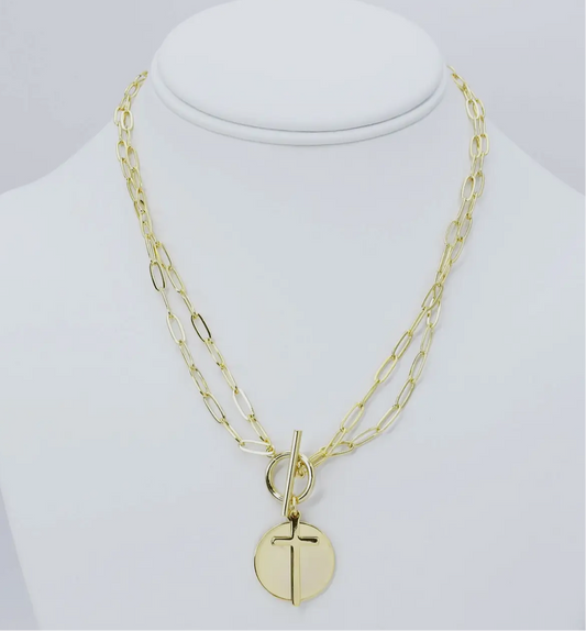 Double up the Faith Cross and Toggle Necklace