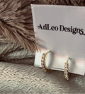 14k Studded CZ Huggie Hoops