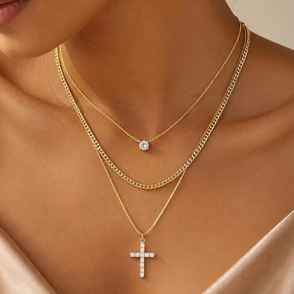 Exodus Trio Premium 14k Layered Cross