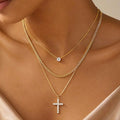 Exodus Trio Premium 14k Layered Cross