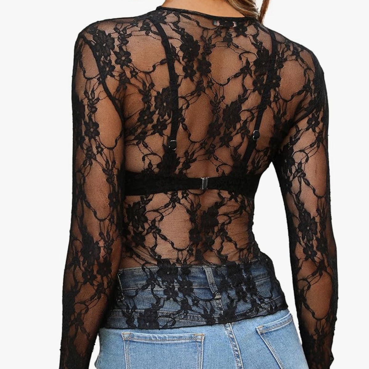 Crewneck Lace Layering Tops