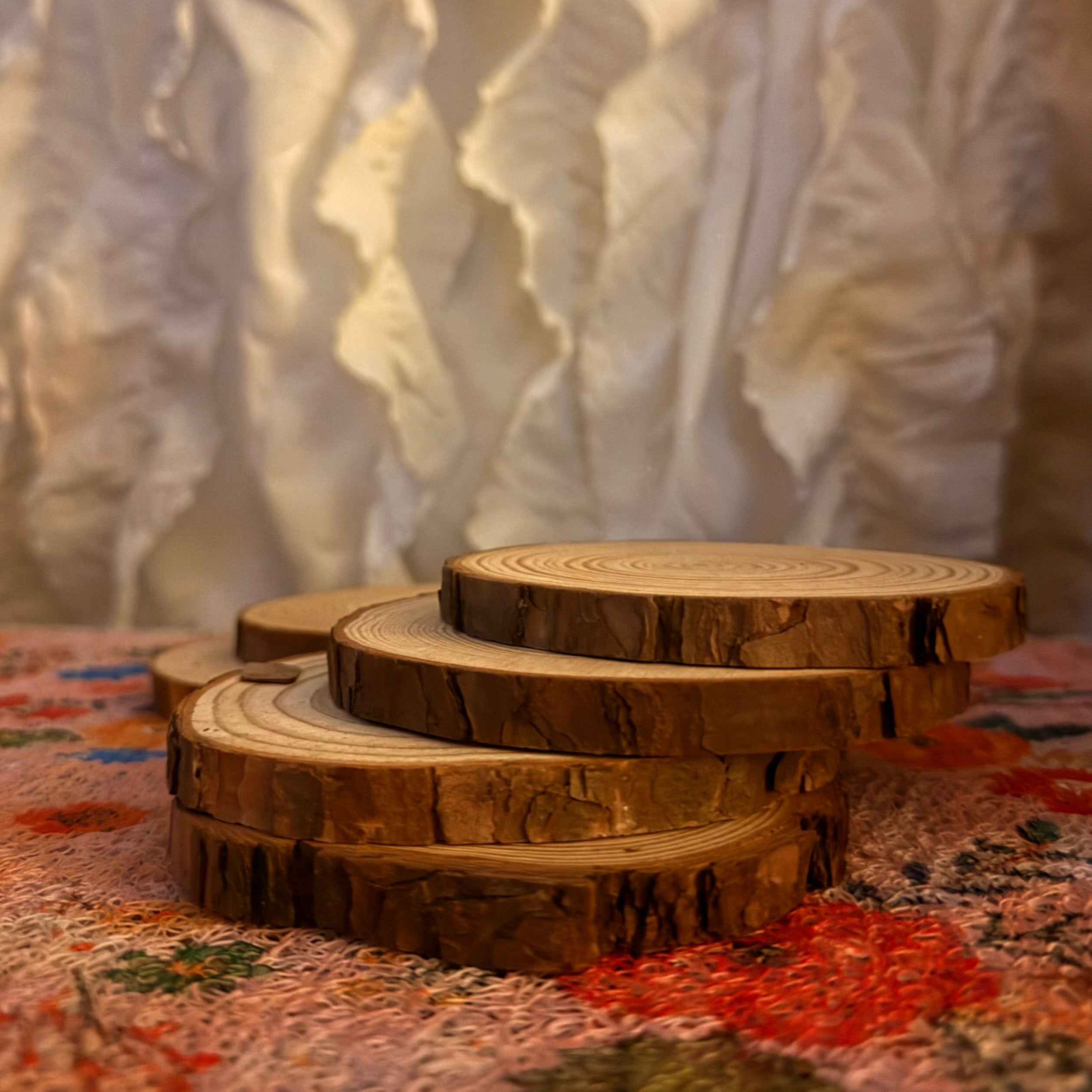 Wood Slice Candle & Cup Coasters Set of 3