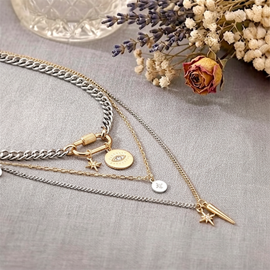 Luxe Chains n Charms Sampler trio Necklace