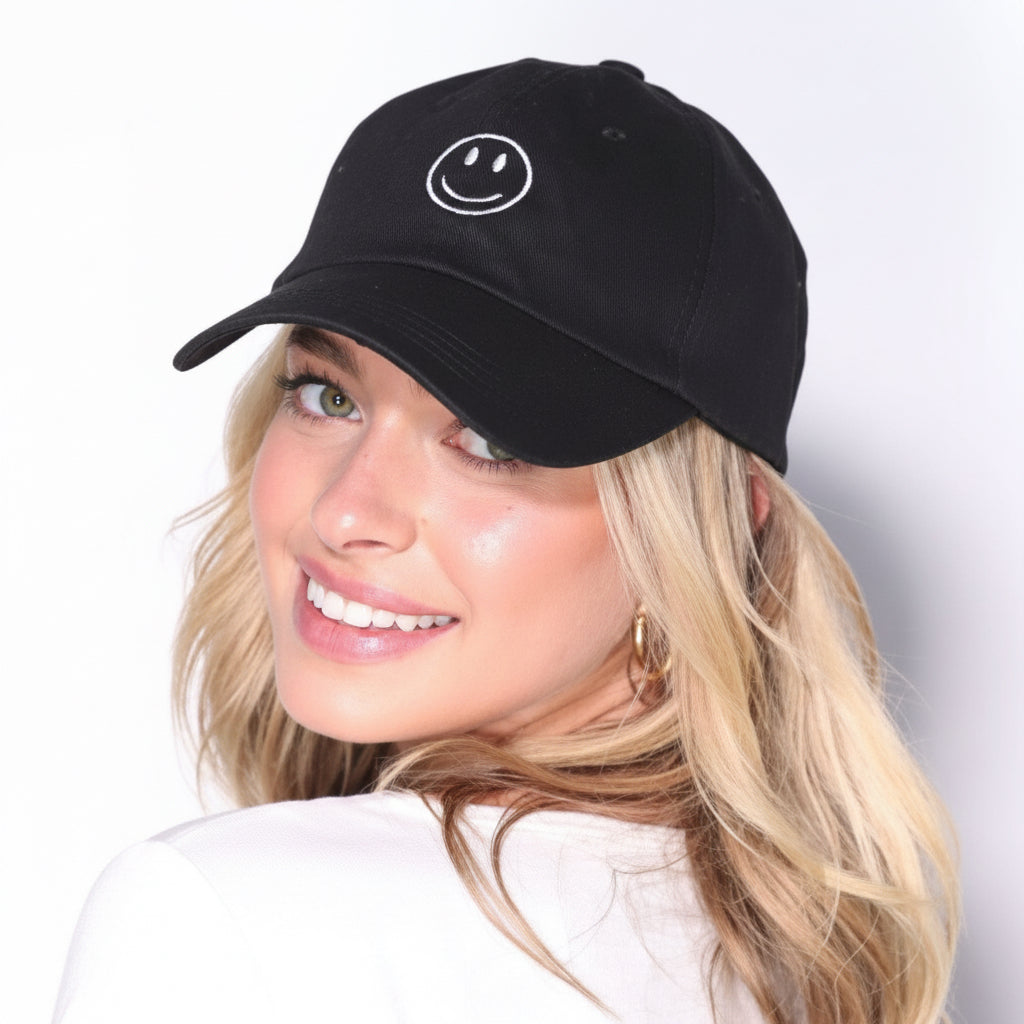 Smiley Embroidered Dad Hat