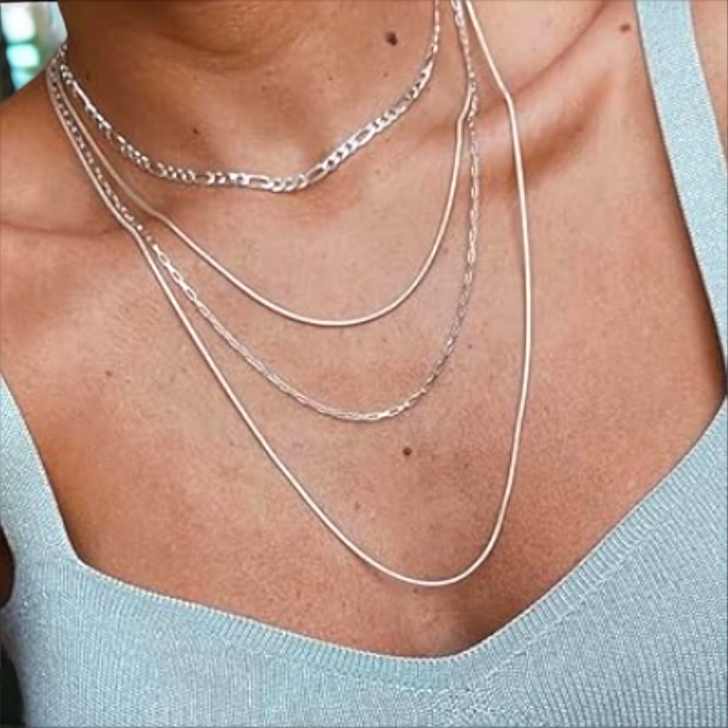 Dainty Four Chain Single Clasp Necklace