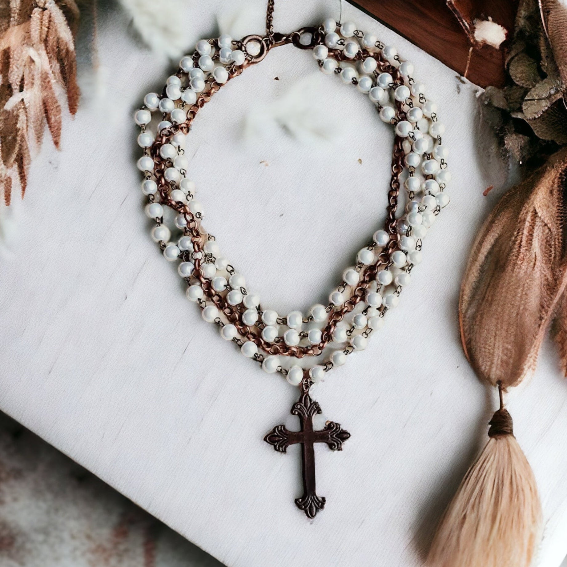 Handmade Multi-strand Rustic Cross Pendant
