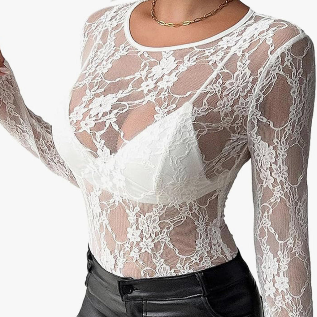 Crewneck Lace Layering Tops