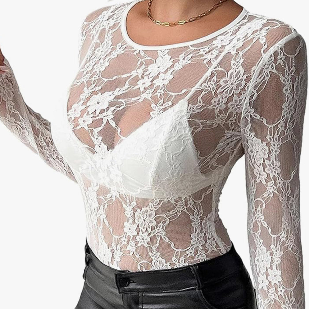Crewneck Lace Layering Tops