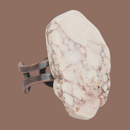 White Turquoise Rustic Cuff Ring