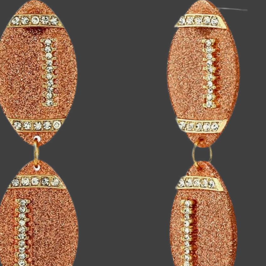 Trio Bling Football Drip Dangle Earrings
