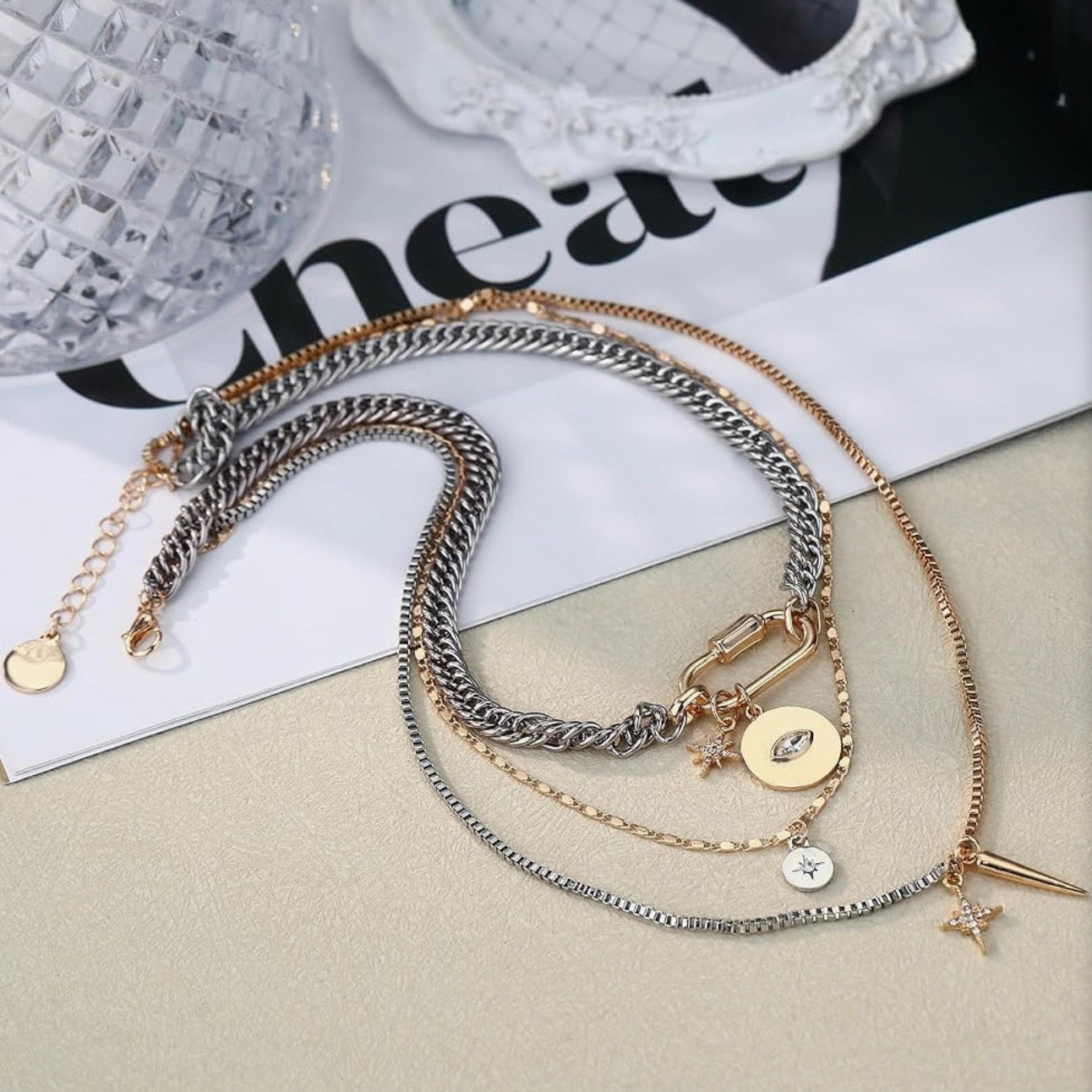 Oh that Girl! Charmed & Stacked Statement Necklace