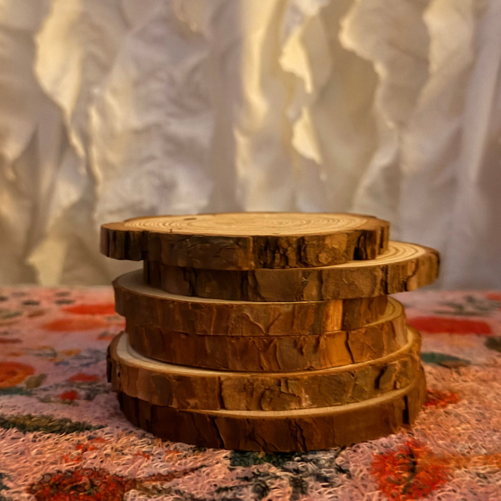 Wood Slice Candle & Cup Coasters Set of 3