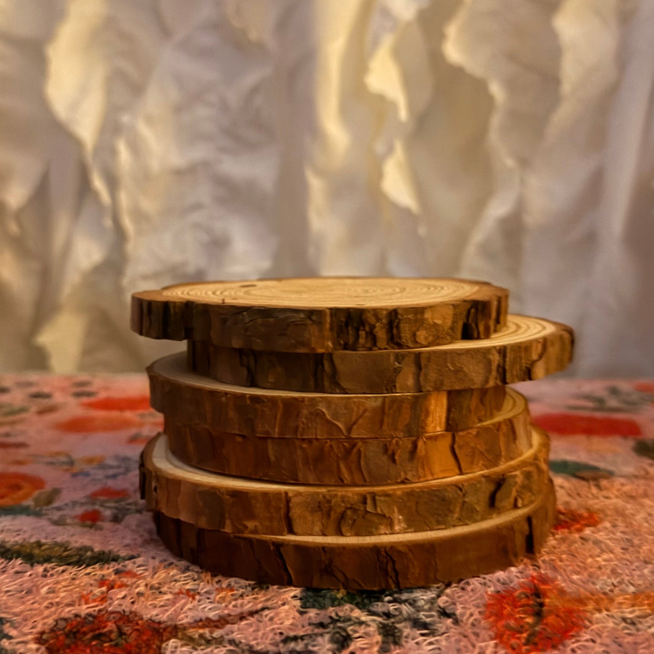 Wood Slice Candle & Cup Coasters Set of 3