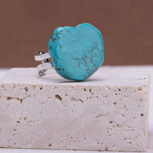 Turquoise Blue Rustic Cuff Ring