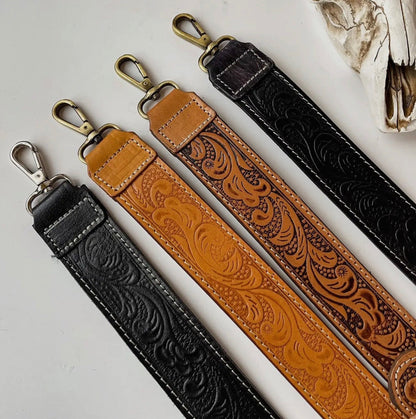 Western Tooled Leather Purse Straps