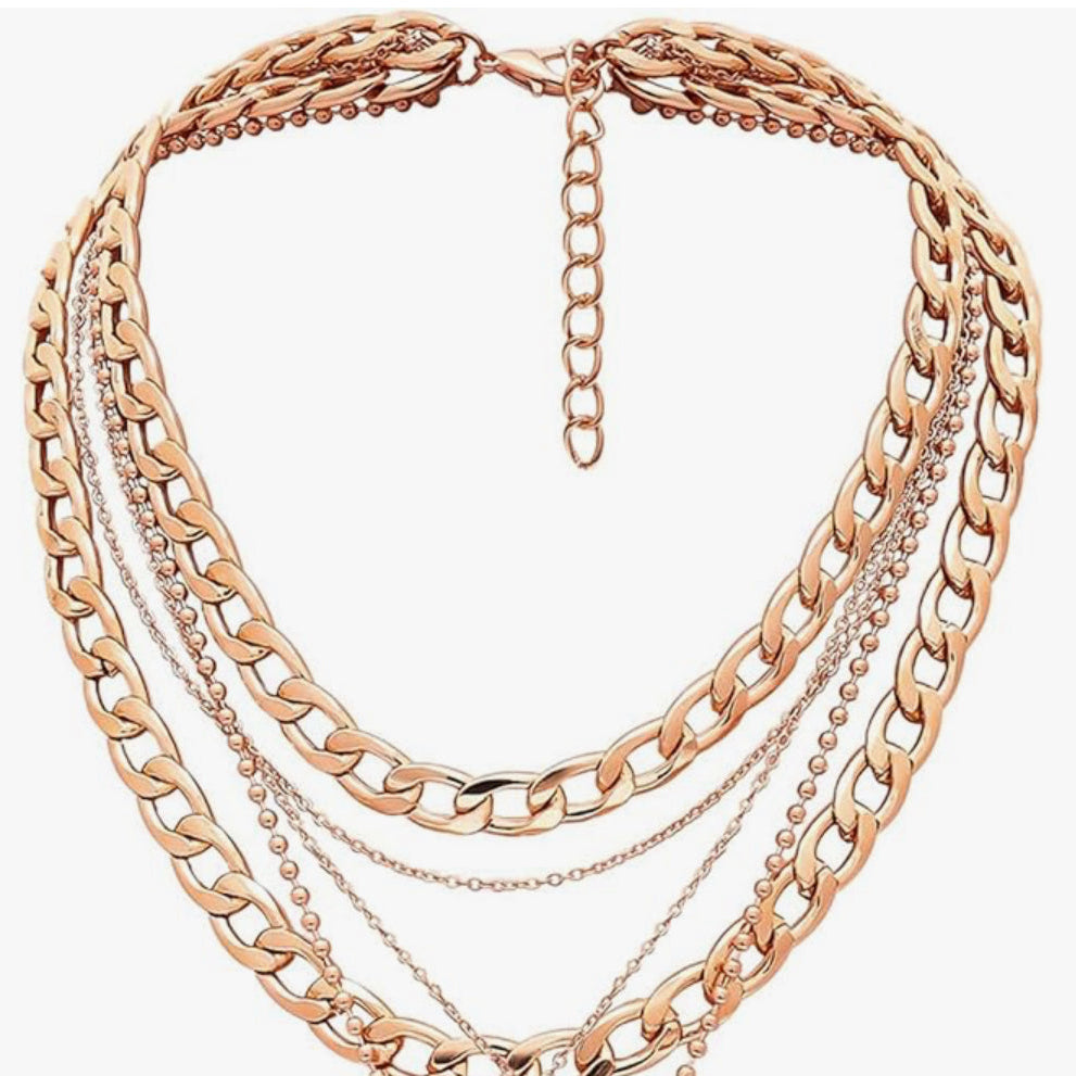 Cross and Coin Layered One-Piece Statement Necklace