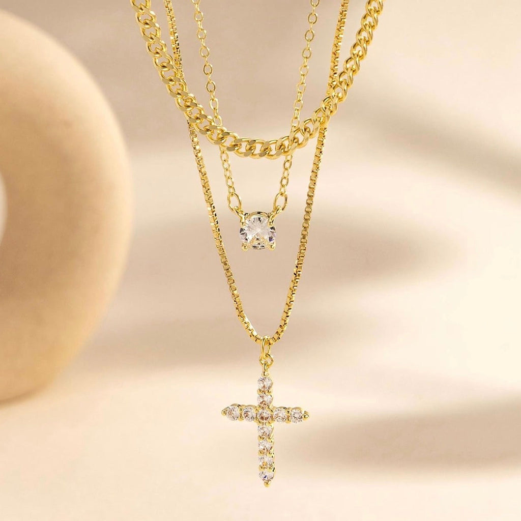 Exodus Trio Premium 14k Layered Cross