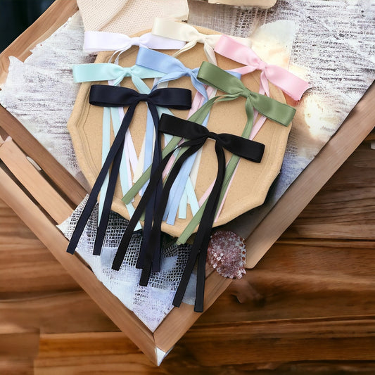 Sweetheart Tassel Bow Clips Set of 8