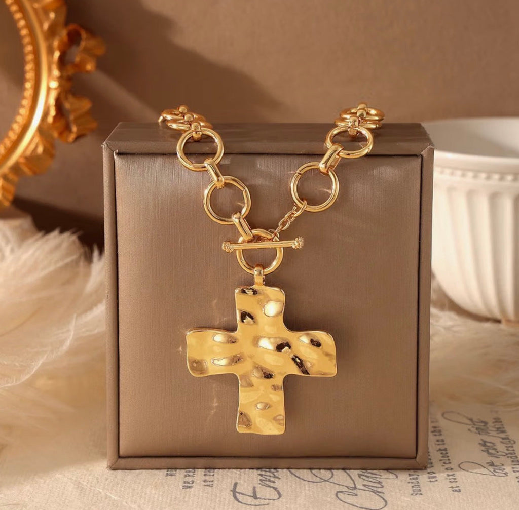 Toggle and Clasp Cross Pendant