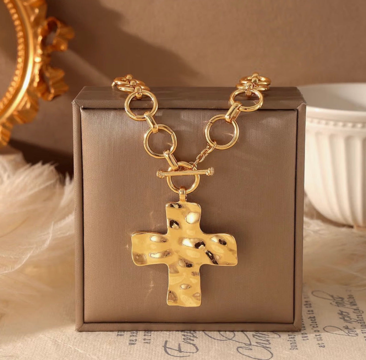 Toggle and Clasp Cross Pendant