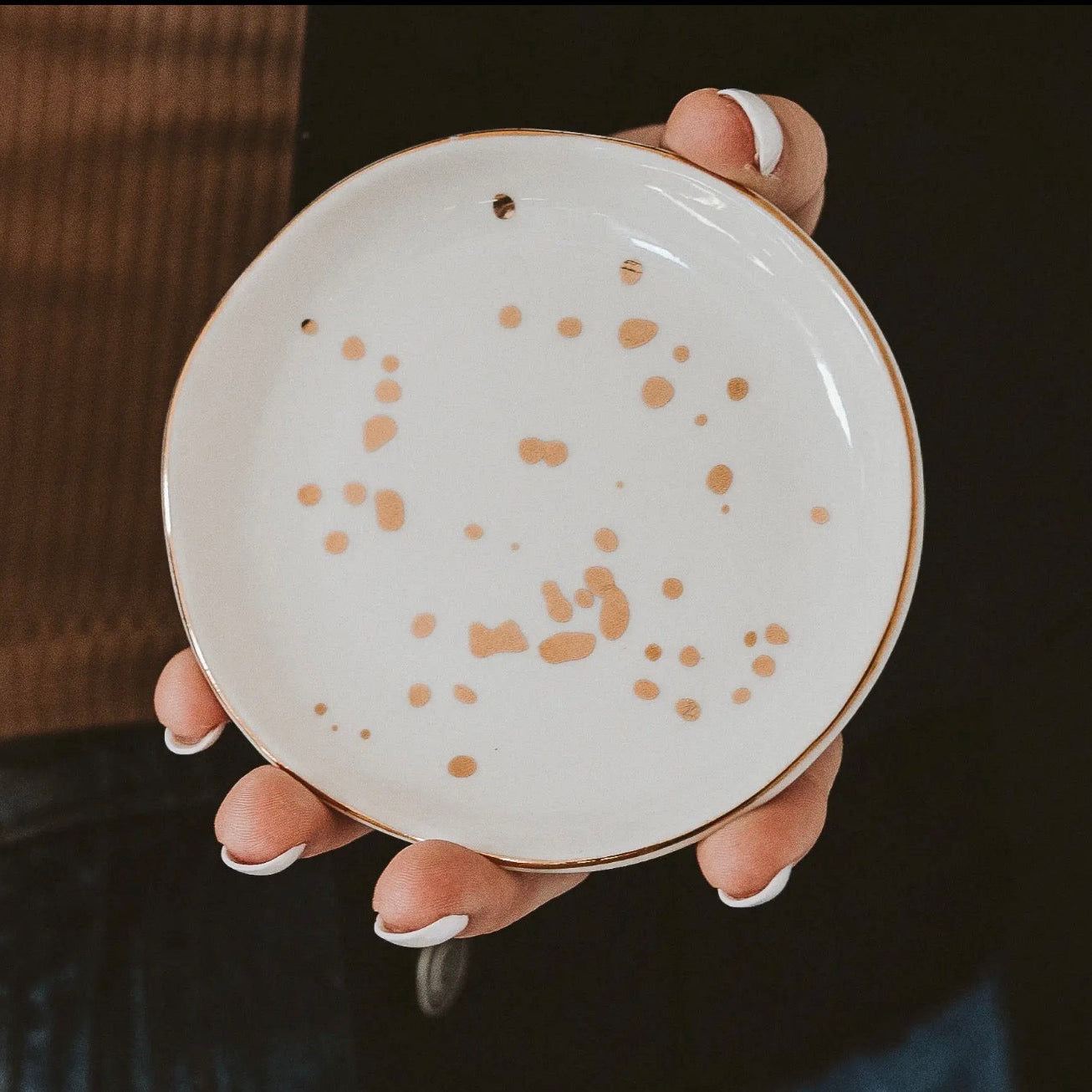 Gold Foil Speckled Trinket Dish