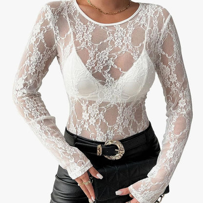 Crewneck Lace Layering Tops
