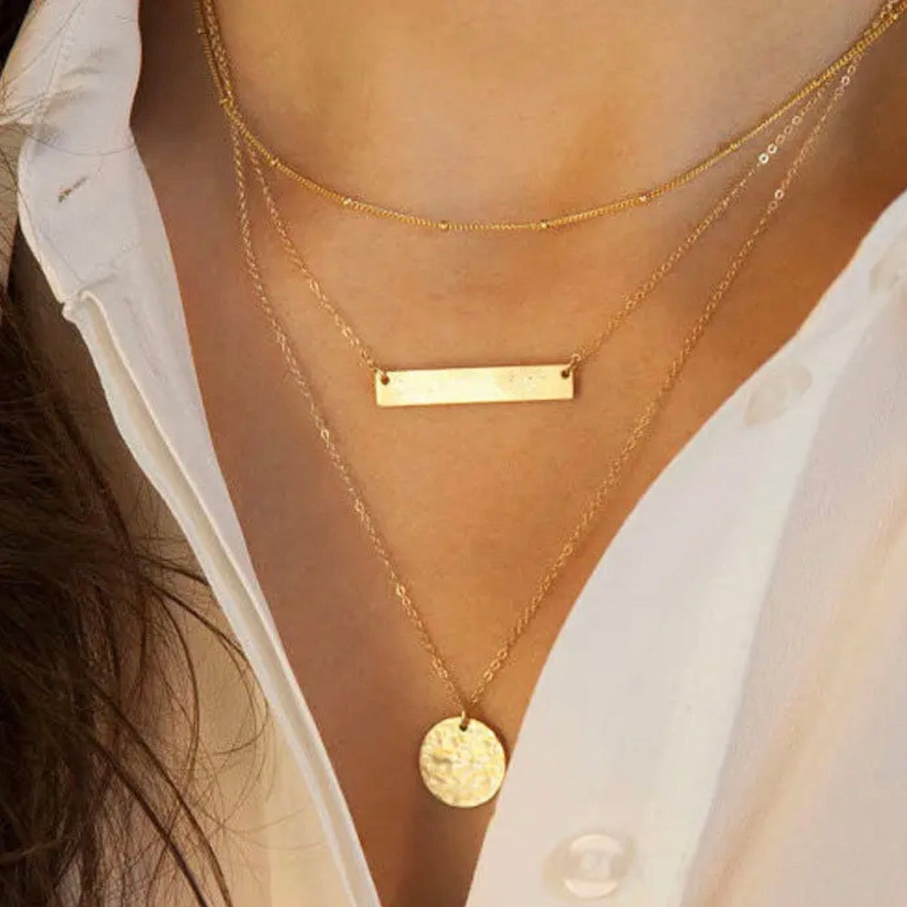 Layered Pendant Charm Necklace