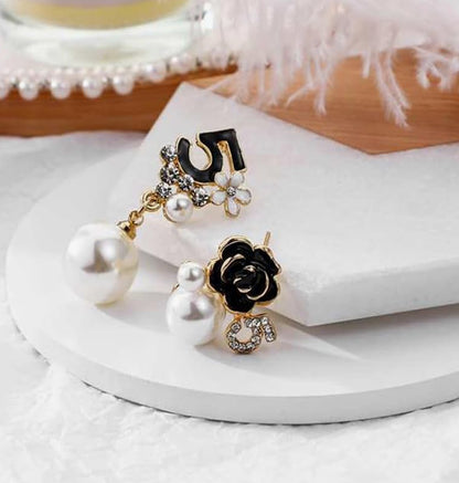 Asymmetrical Glam No. 5 Pearl Studs