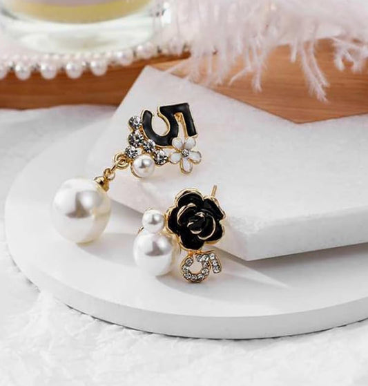 Asymmetrical Glam No. 5 Pearl Studs