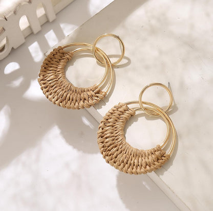 Take me Away Raffia Hoops in Neutral