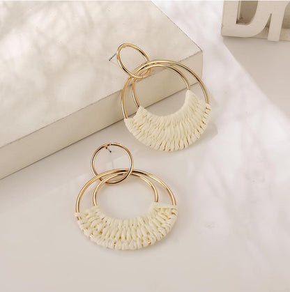 Take me Away Raffia Hoops in Ivory
