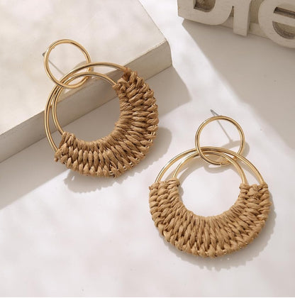 Take me Away Raffia Hoops in Neutral