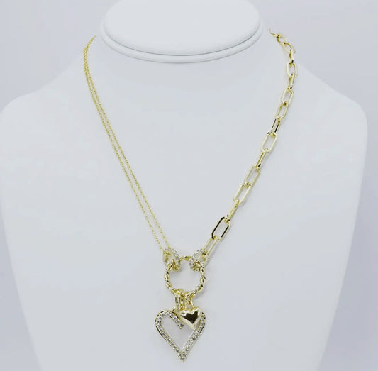 Heart of Honor Mixed Chain Charm Necklace