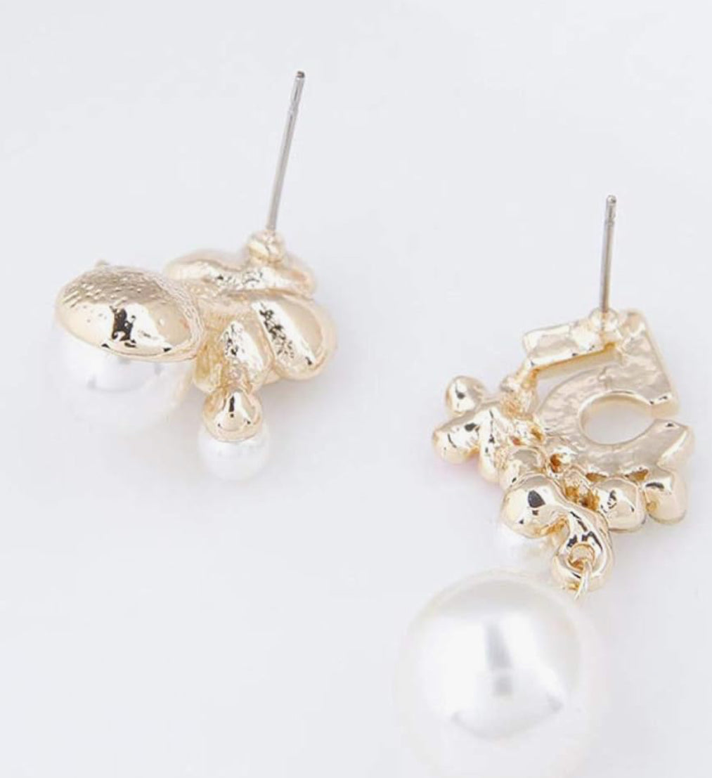 Asymmetrical Glam No. 5 Pearl Studs