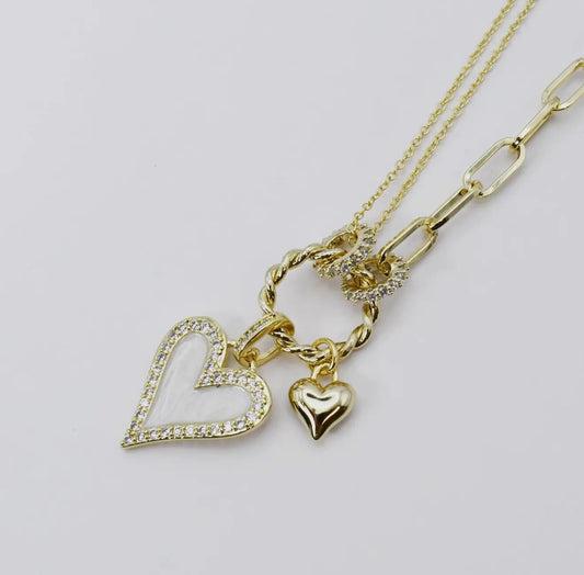 Heart of Honor Mixed Chain Charm Necklace