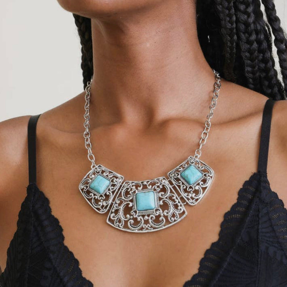 Havana Turquoise Stone Vintage Style Necklace