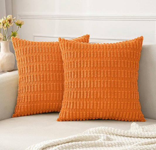 Pack of 2 Cozy Corduroy Throw Pillow Covers