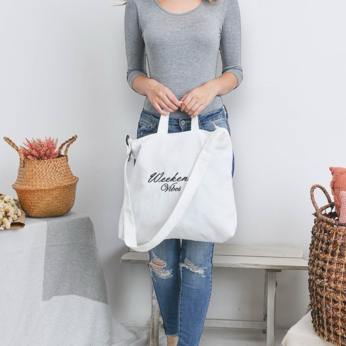 White Weekender Bag