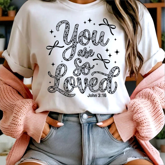Loved in Lace John 3:16 Tee