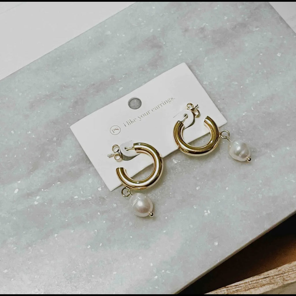 Mother of Pearl “It Girl” Dangle Hoop