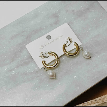 Mother of Pearl “It Girl” Dangle Hoop