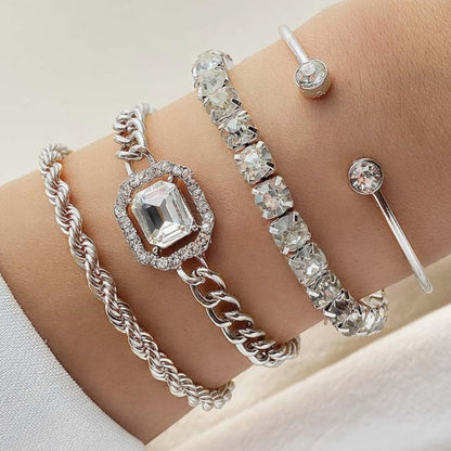 The Becky Four Piece Mixed Bangle Stack Silver or Gold Tones