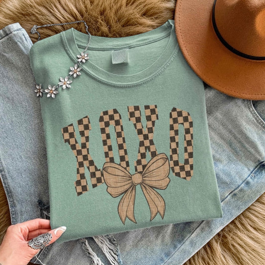 Check XOXO Bow Tee