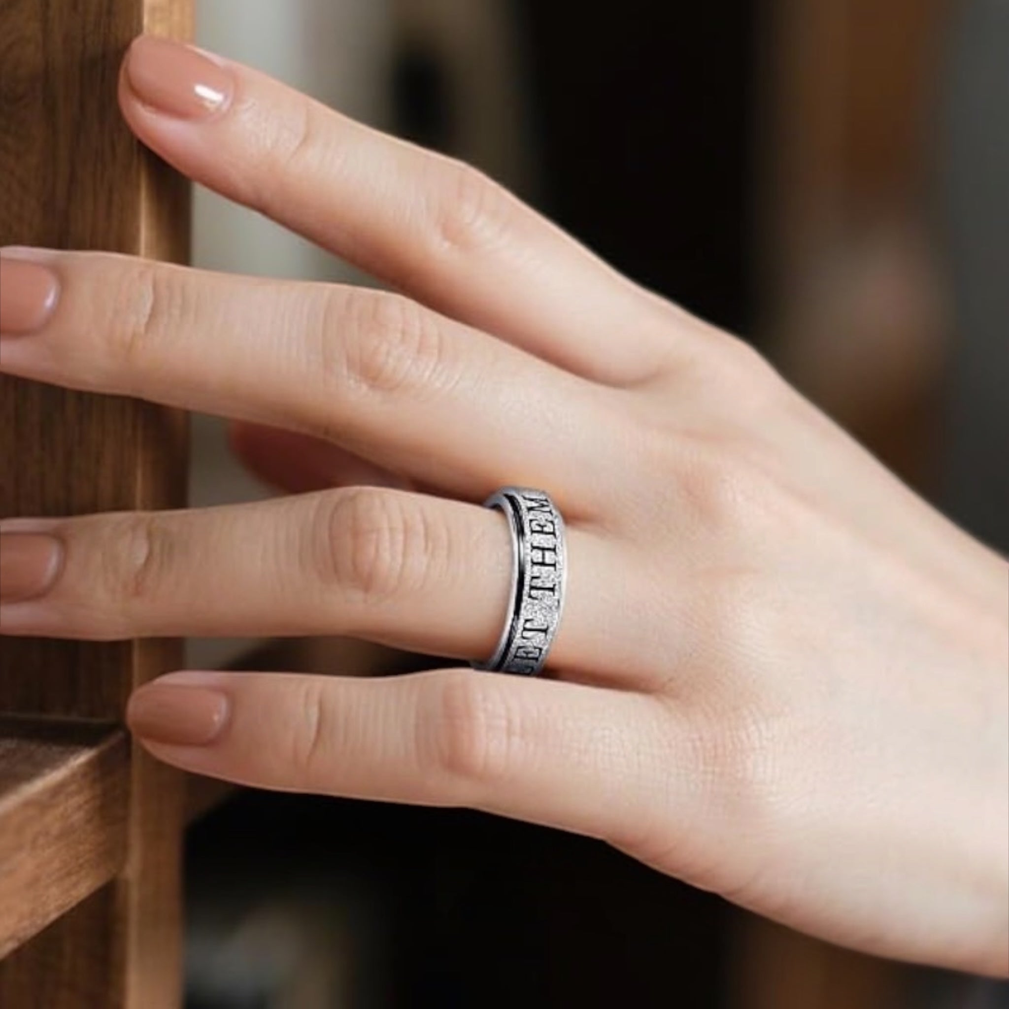 LET THEM Sandblasted Sparkle Spinner Rings