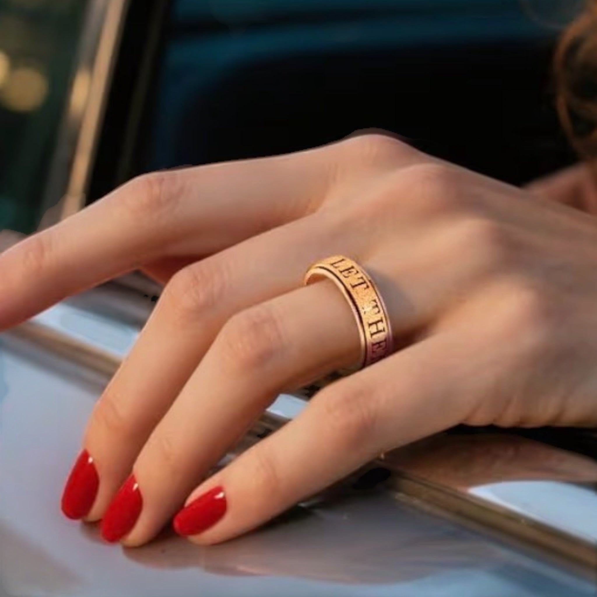 LET THEM Sandblasted Sparkle Spinner Rings